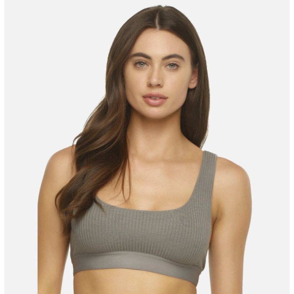 Felina Grey Lurra Rib Bralette Scoop Neck Size L